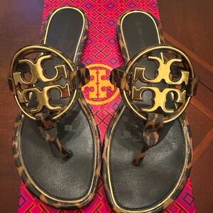 Tory Burch Metal Miller Printed Patent Leather Sandals